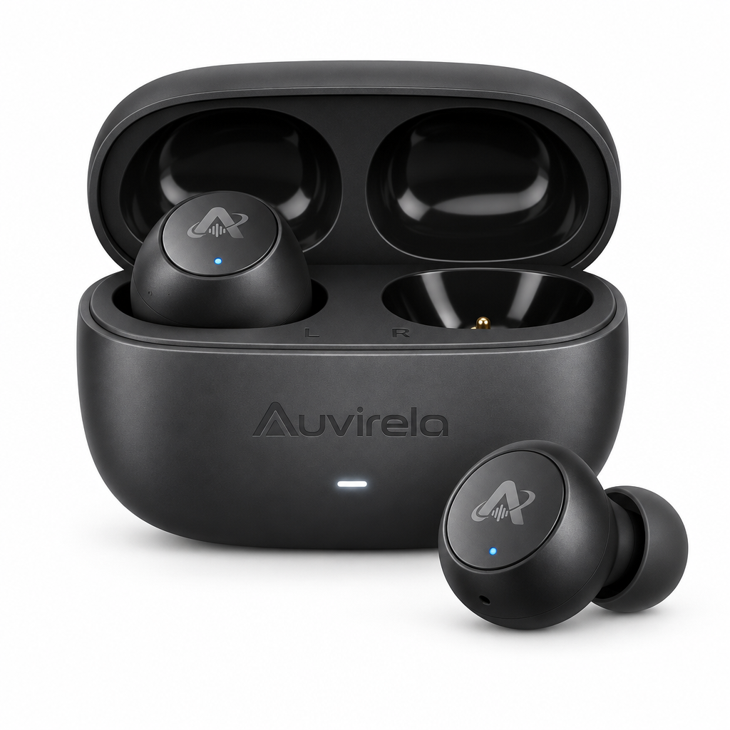 Auvirela™ Everyday Wireless Earbuds with Charging Case – Lightweight In-Ear Bluetooth Earphones, IPX5 Water Resistant