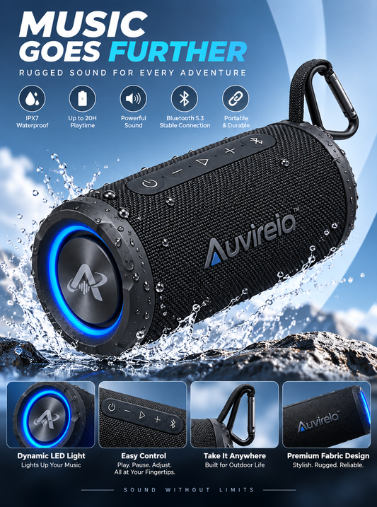 Auvirela™ Rugged Portable Bluetooth Speaker
