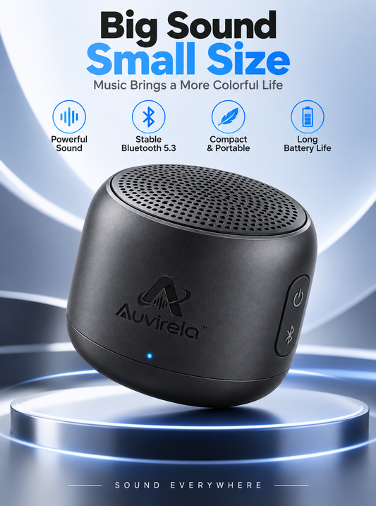 Auvirela™ Pocket Bluetooth Speaker – Compact Wireless Speaker with Bluetooth 5.3, Powerful Sound & Portable Design
