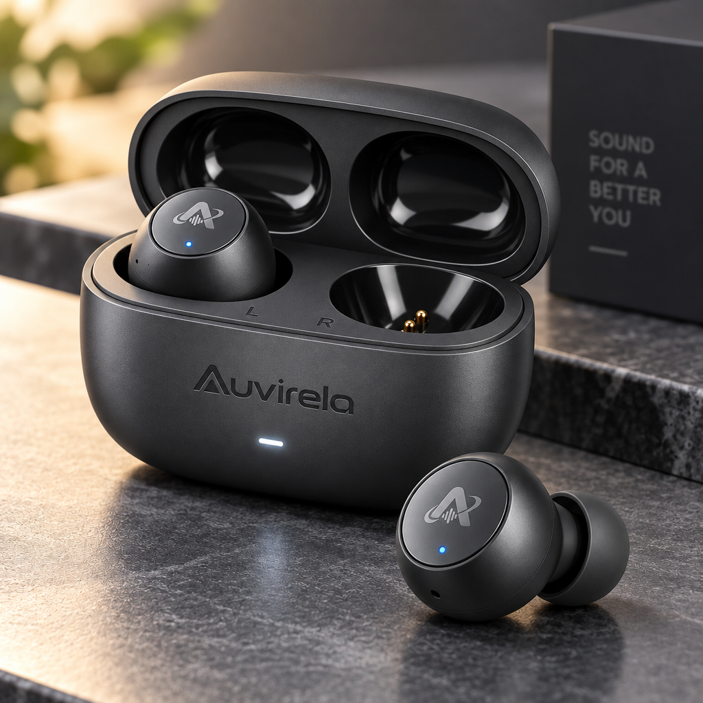 Auvirela™ Everyday Wireless Earbuds with Charging Case – Lightweight In-Ear Bluetooth Earphones, IPX5 Water Resistant