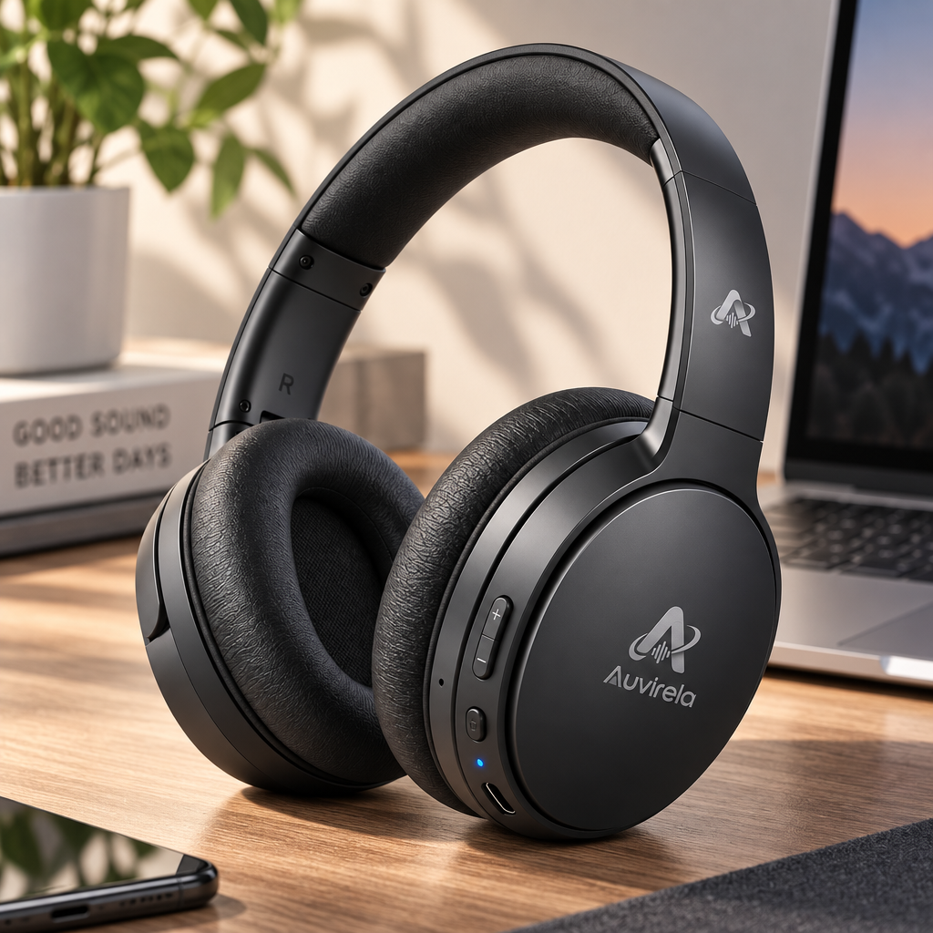 Auvirela™ Foldable Wireless Over-Ear Headphones – 50-Hour Playtime, Soft Cushioned Earpads & Easy Controls